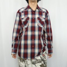 画像2: PENDLETON オンブレーチェック柄 コットン×ポリエステル ウエスタンシャツ L (2)