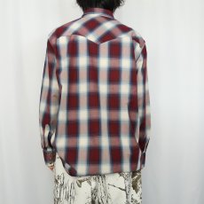 画像3: PENDLETON オンブレーチェック柄 コットン×ポリエステル ウエスタンシャツ L (3)