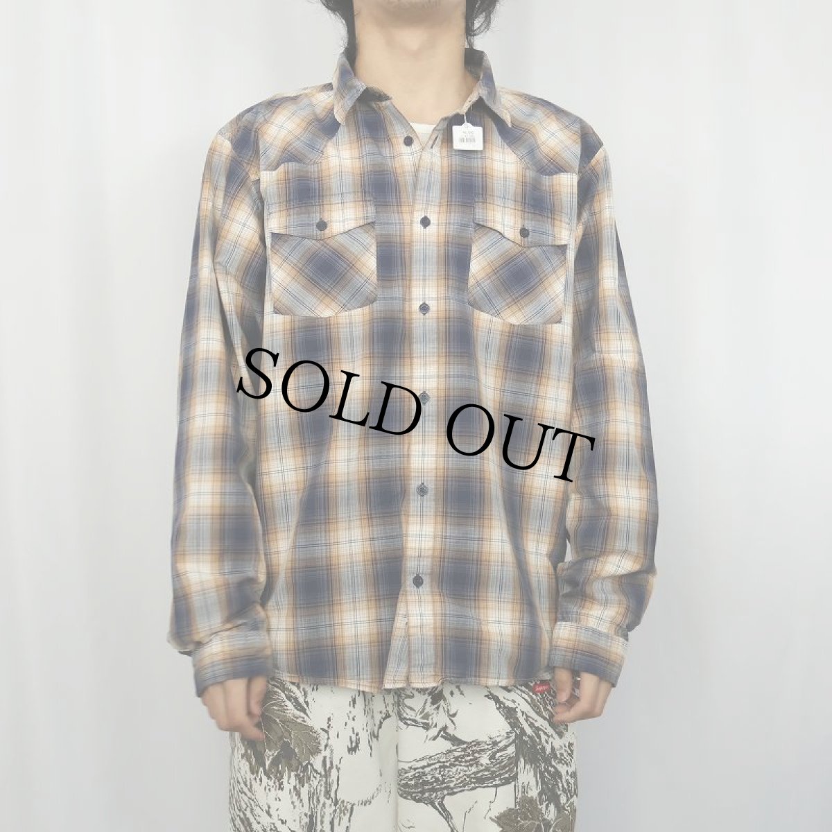 画像2: 2011AW Patagonia オンブレーチェック柄 コットンウエスタンシャツ L (2)