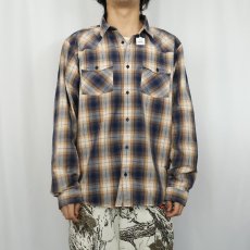 画像2: 2011AW Patagonia オンブレーチェック柄 コットンウエスタンシャツ L (2)