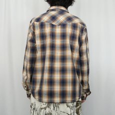 画像3: 2011AW Patagonia オンブレーチェック柄 コットンウエスタンシャツ L (3)