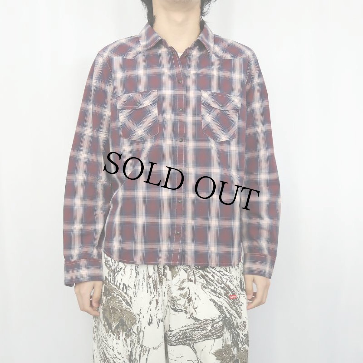 画像2: PENDLETON オンブレーチェック柄 コットン×ポリエステル ウエスタンシャツ XL (2)