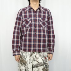 画像2: PENDLETON オンブレーチェック柄 コットン×ポリエステル ウエスタンシャツ XL (2)