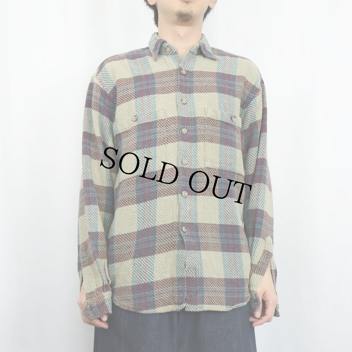 画像2: 90's THE TERRITORY AHEAD チェック柄 コットンシャツ M (2)