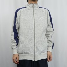画像2: 90's NIKE 銀タグ ラインデザイン スウェットジップジャケット L (2)