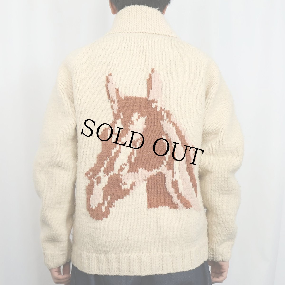 画像4: 60's 馬柄 ショールカラー カウチンニットジャケット (4)