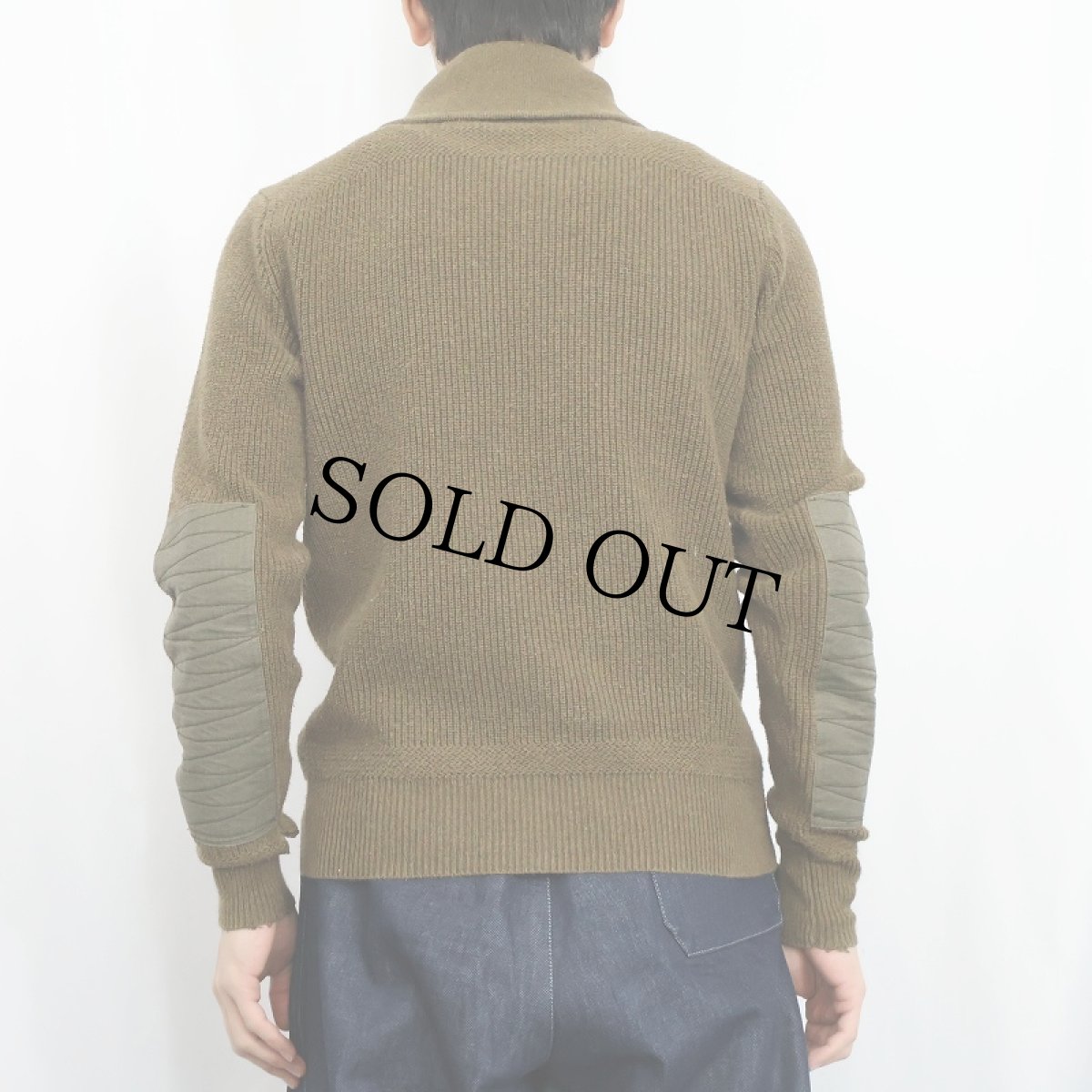 画像3: Ralph Lauren RUGBY エルボーパッチ付き ヘンリーネック コットンニットセーター S (3)