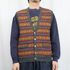 画像2: 90's GAP フェアアイル柄 ウールニットベスト M (2)