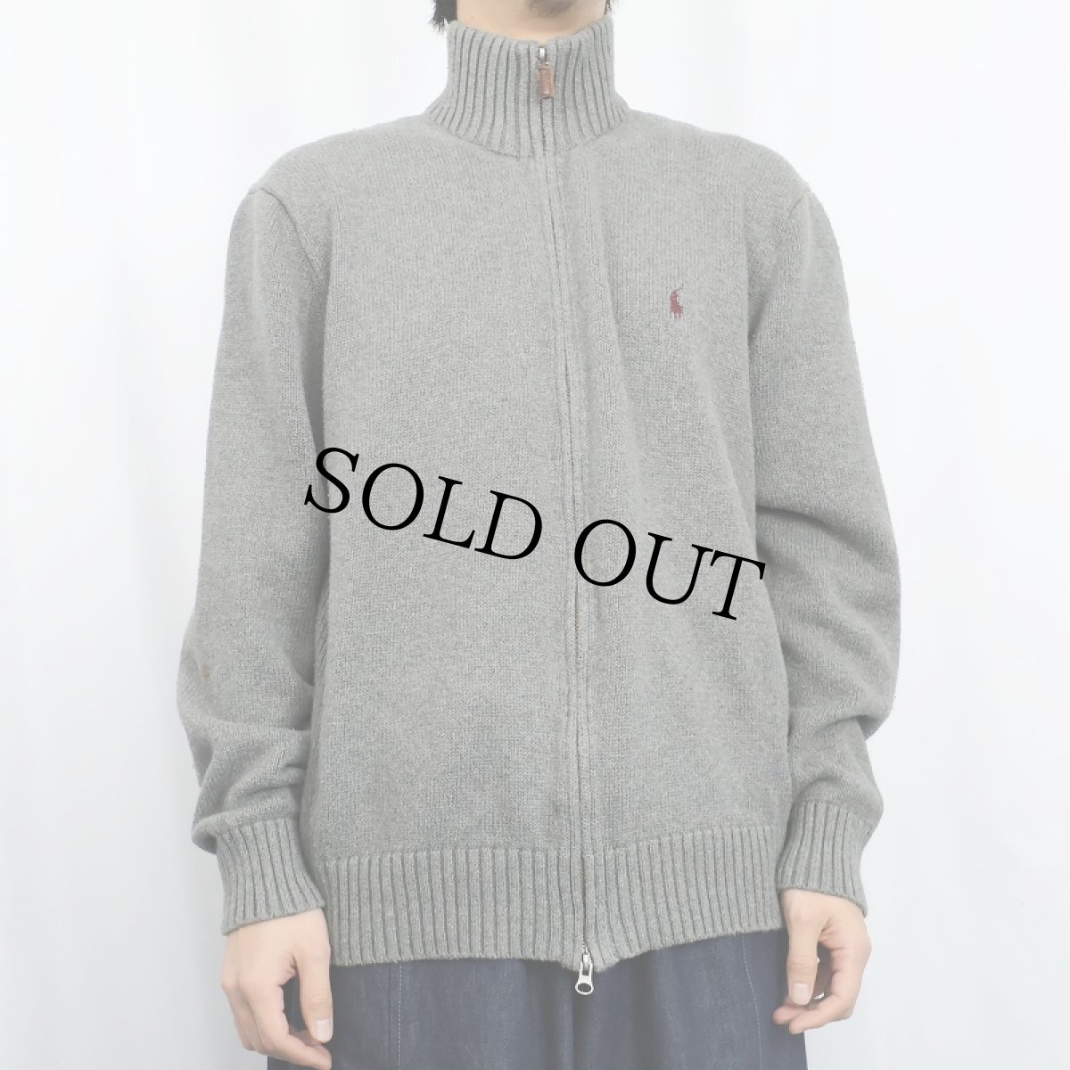 画像2: POLO Ralph Lauren ハイネック コットンニット ジップジャケット XL (2)