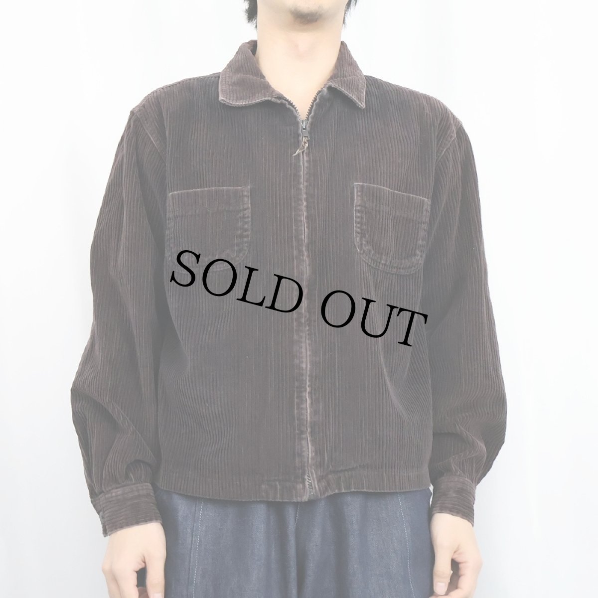 画像2: CAROLINA BLUES 太畝コーデュロイ ジップシャツジャケット L (2)