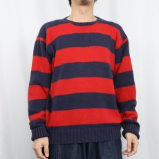 画像2: POLO Ralph Lauren ボーダー柄 コットンニットセーター L (2)