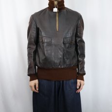 画像2: 30〜40's GERMAN モーターサイクル ハーフジップレザージャケット (2)