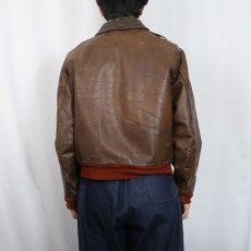 画像3: 40's U.S.ARMY AIR FORCE A-2 "AERO LEATHER社製" 赤リブ レザーフライトジャケット SIZE40 (3)