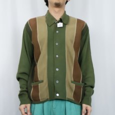 画像2: 60〜70's Orlon by CAMPUS USA製 切り替えデザイン アクリルニットカーディガン M (2)