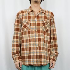 画像2: 70's KINGSPORT チェック柄 ライトネルシャツ XL (2)