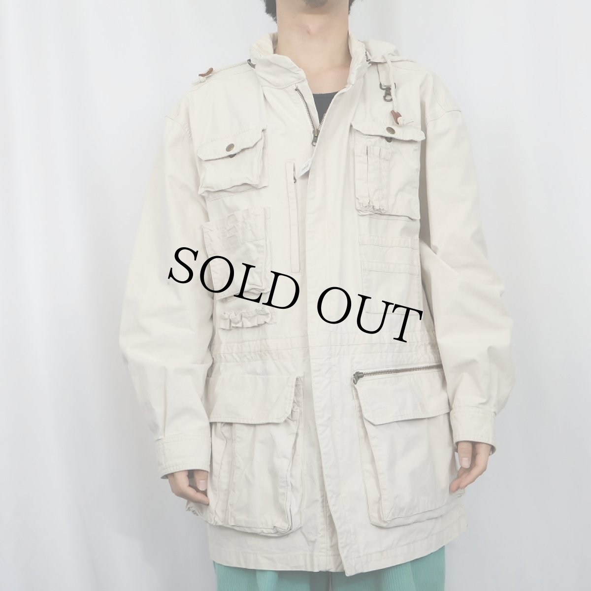 画像2: 80's BANANA REPUBLIC コットンサファリジャケット M (2)