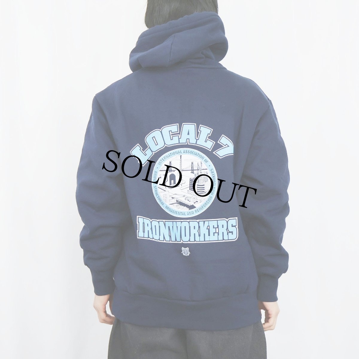 画像3: 90's CAMBER USA製 "LOCAL7 IRONWORKERS" 裏サーマル スウェットフーディー M  (3)