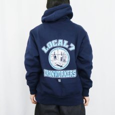 画像3: 90's CAMBER USA製 "LOCAL7 IRONWORKERS" 裏サーマル スウェットフーディー M  (3)