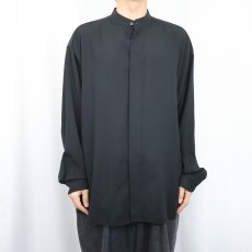 画像2: DOMANI PLATINUM レーヨン×ポリエステル バンドカラーシャツ BLACK L (2)