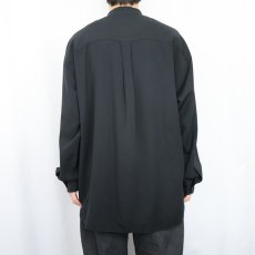 画像3: DOMANI PLATINUM レーヨン×ポリエステル バンドカラーシャツ BLACK L (3)