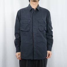 画像2: SLANT コットン×ナイロン ギミックデザインシャツ BLACK L (2)
