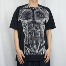 画像3: 90's LESLIE ARWIN PAT BOVA USA製 人体図 騙し絵プリントTシャツ BLACK XL (3)