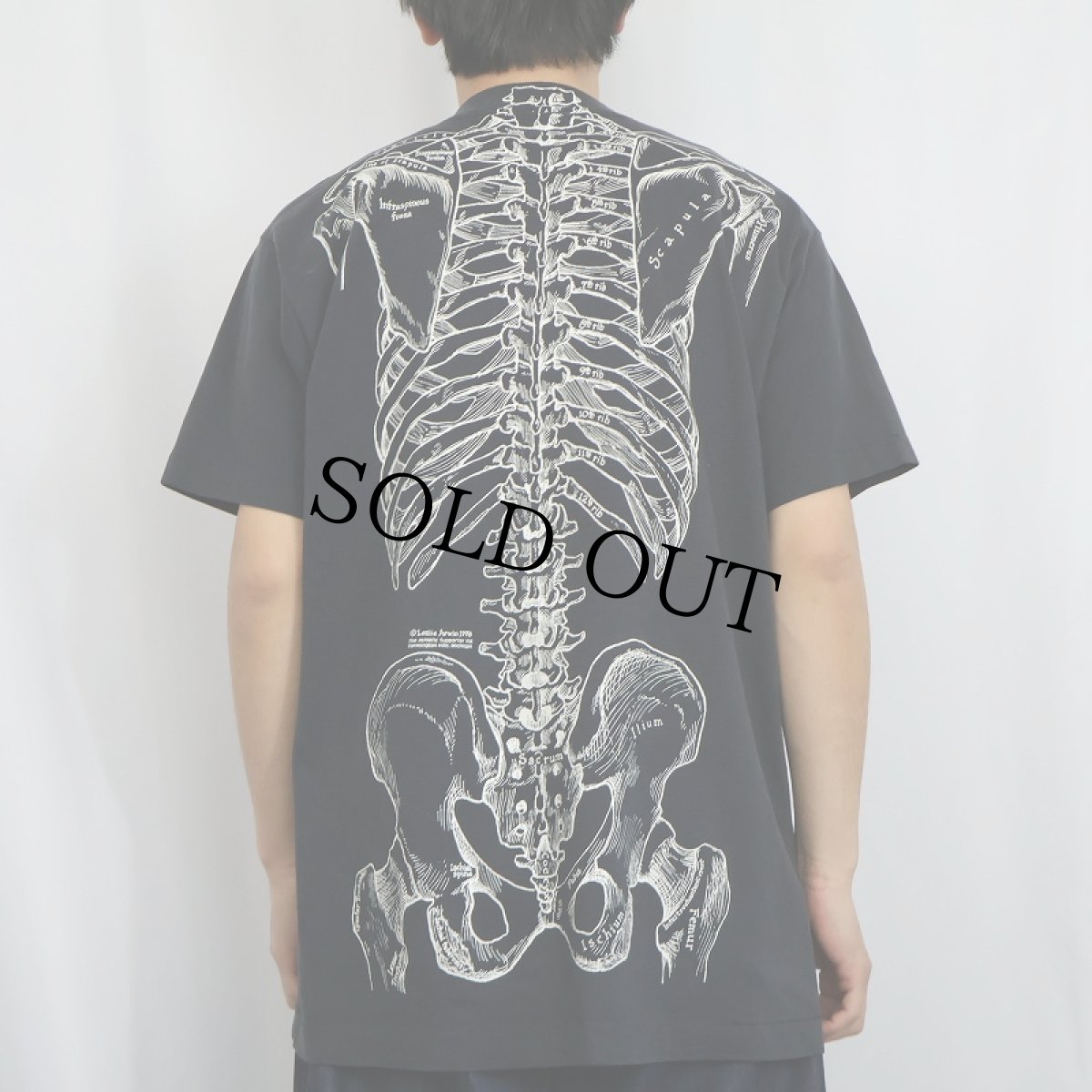 画像4: 90's LESLIE ARWIN USA製 骨格 騙し絵プリントTシャツ BLACK XL (4)