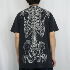 画像4: 90's LESLIE ARWIN USA製 骨格 騙し絵プリントTシャツ BLACK XL (4)