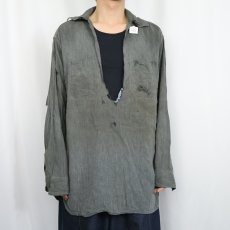 画像2: 40's HOMESTEADER マチ付き ブラックシャンブレーシャツ (2)