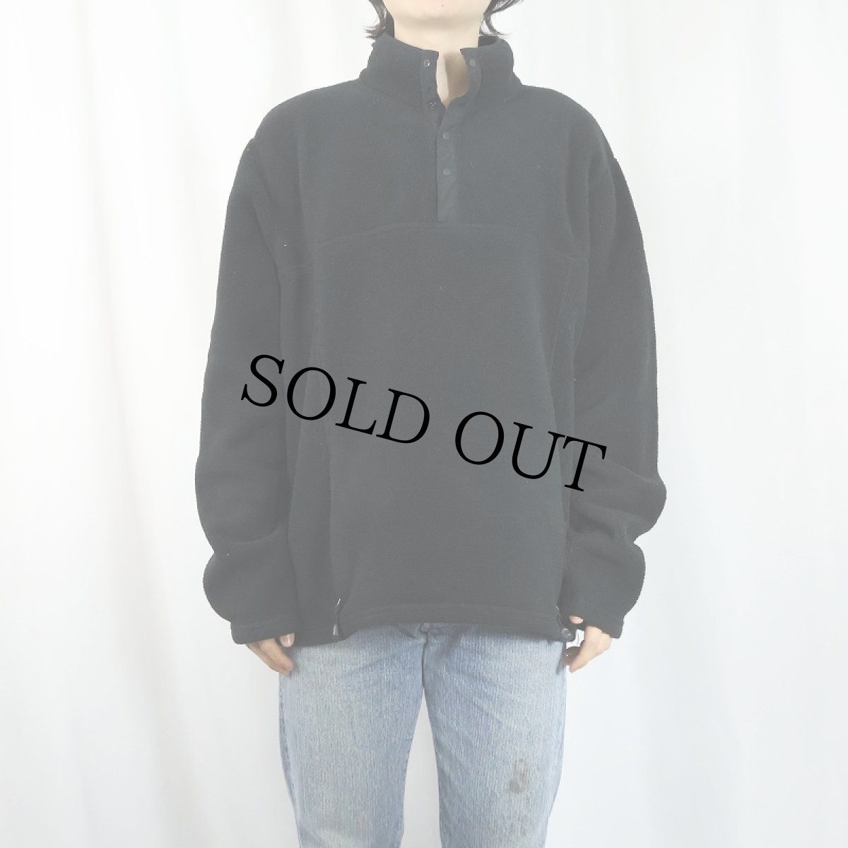 画像2: L.L.Bean フリースプルオーバージャケット BLACK L (2)