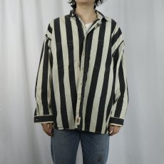 画像2: 〜90's AIR HEROES AUSTRALIA製 ストライプ柄 コットンシャツ L (2)