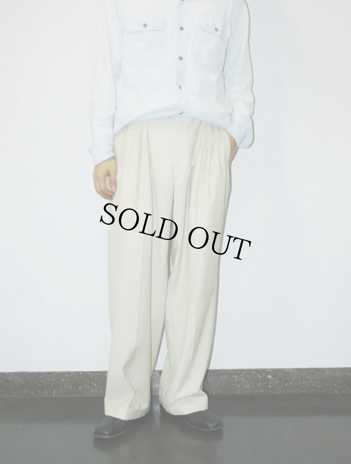 画像1: Sean John ストライプ柄 ウール×レーヨン混 4タックスラックス W35 (1)