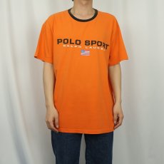 画像2: 90's POLO SPORT Ralph Lauren ロゴプリント リンガーTシャツ L (2)