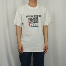 画像2: 90's Eddie Bauer EBTEK "BIKING" 自転車プリントTシャツ XS (2)