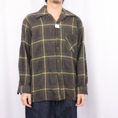 画像2: 70's REI チェック柄 ウールオープンカラーシャツ (2)