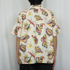 画像3: 40's オールオーバーパターン コットンハワイアンシャツ L (3)