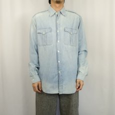 画像2: POLO Ralph Lauren 猫目ボタン シャンブレーシャツ L (2)