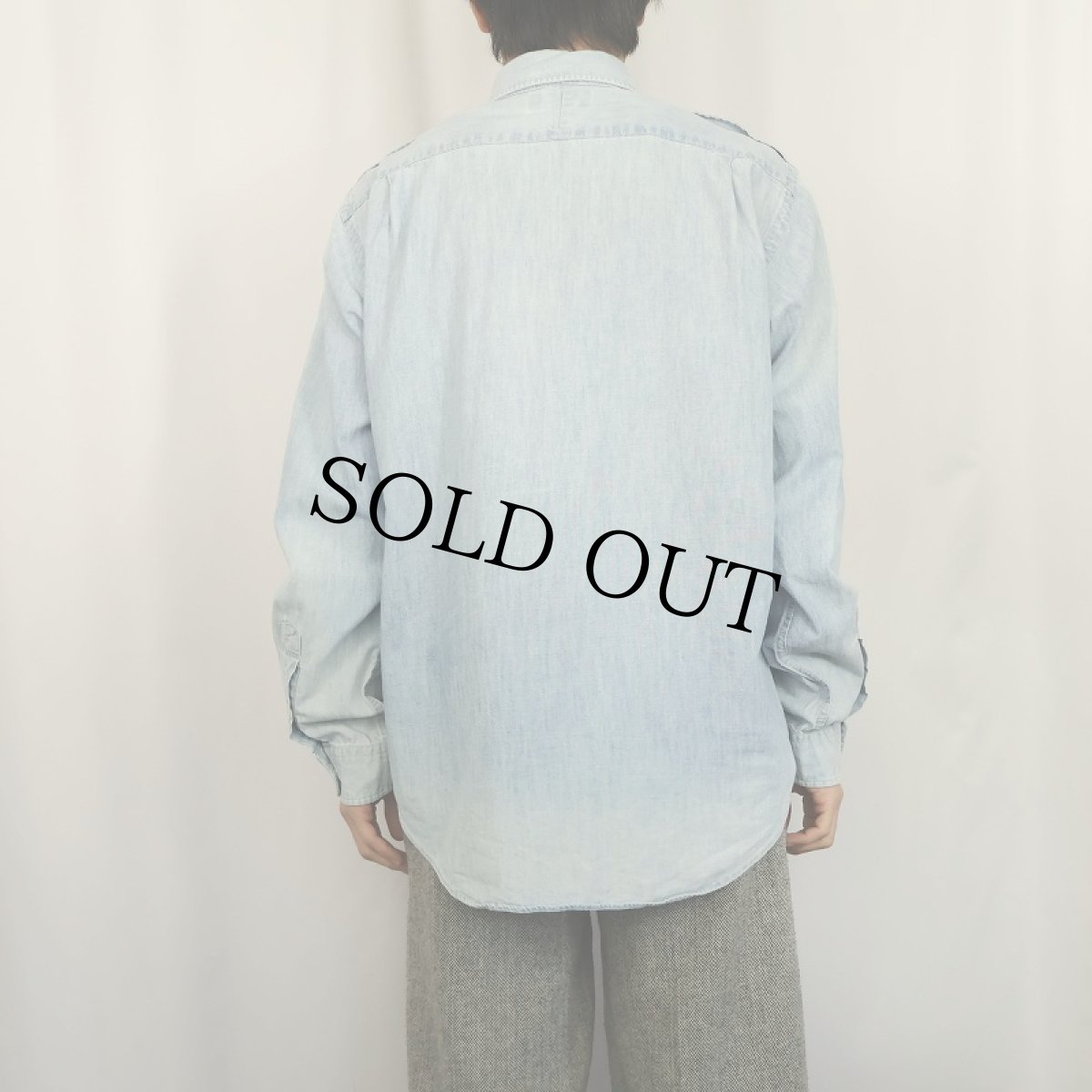 画像3: POLO Ralph Lauren 猫目ボタン シャンブレーシャツ L (3)