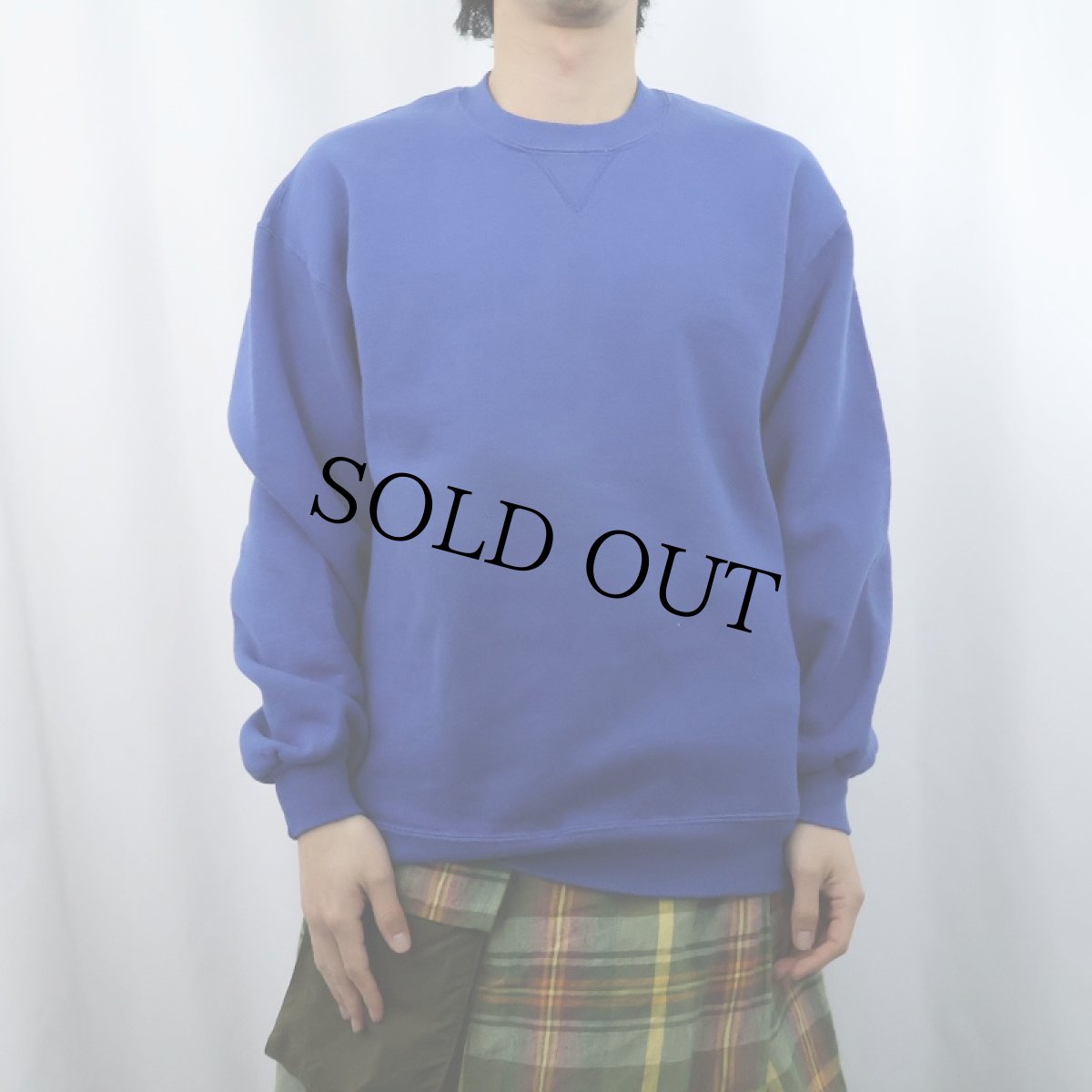 画像2: 90's RUSSELL ATHLETIC USA製 前V 無地スウェット L  (2)