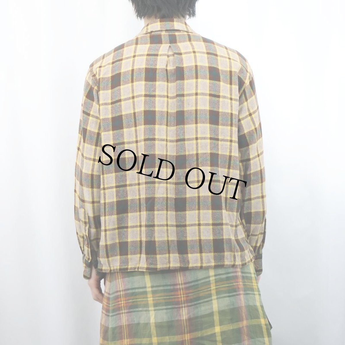 画像3: 50's Concordia Classic チェック柄 ウール オープンカラーシャツ M (3)