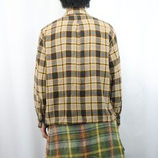 画像3: 50's Concordia Classic チェック柄 ウール オープンカラーシャツ M (3)