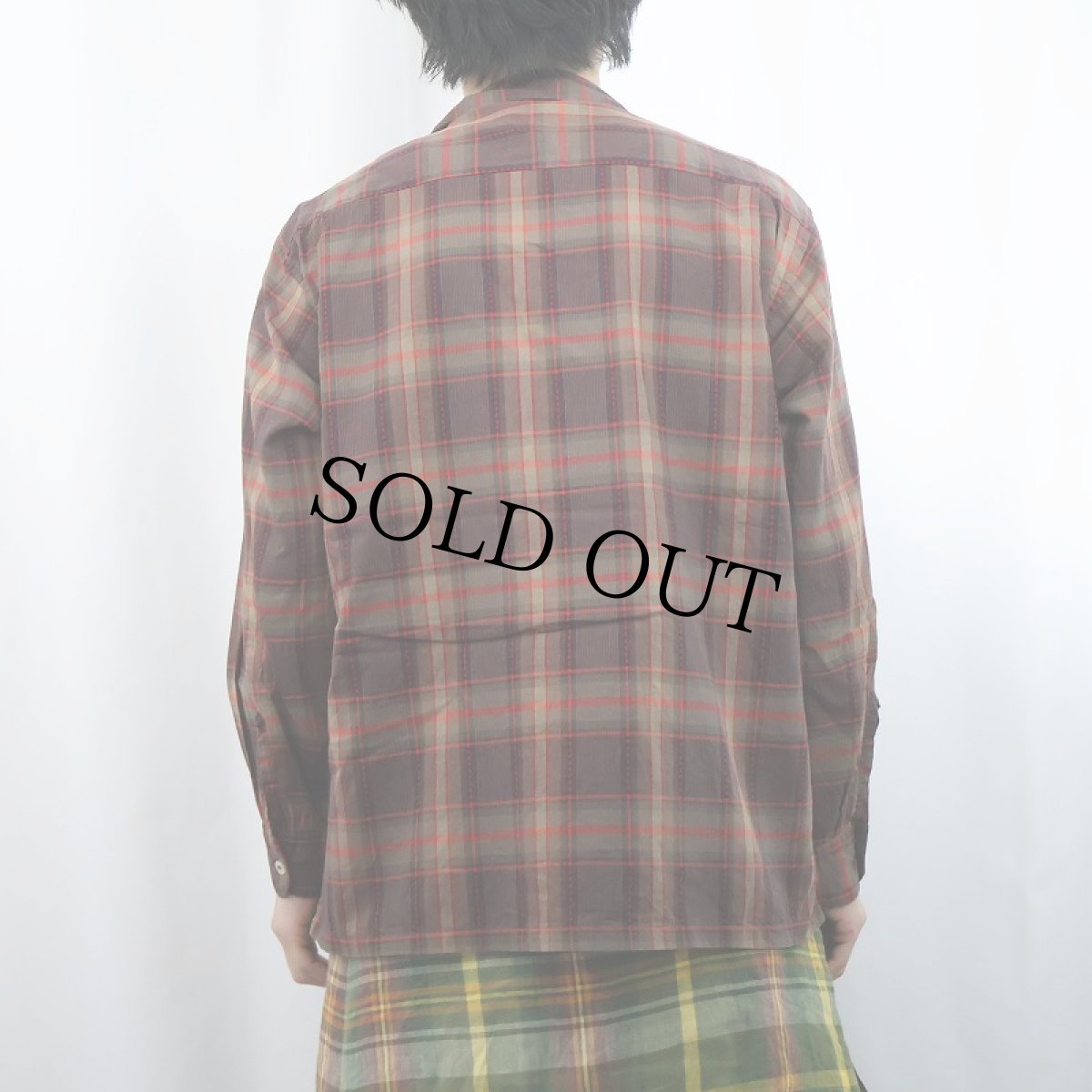 画像3: 50's BRENT チェック柄 コットンオープンカラーシャツ L (3)