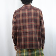 画像3: 50's BRENT チェック柄 コットンオープンカラーシャツ L (3)