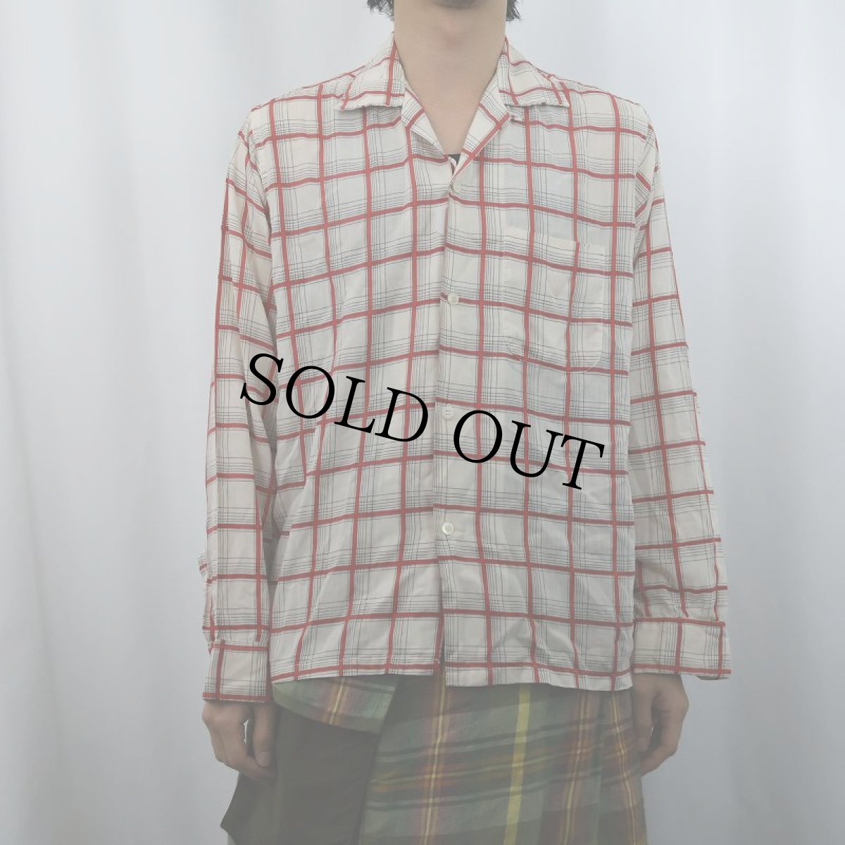 画像2: 50's PENNEY'S TOWNCRAFT チェック柄 コットンオープンカラーシャツ M (2)