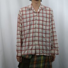画像2: 50's PENNEY'S TOWNCRAFT チェック柄 コットンオープンカラーシャツ M (2)