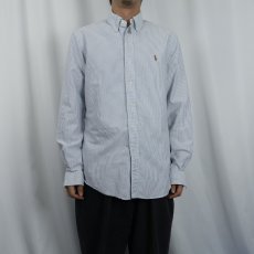 画像2: Ralph Lauren "CUSTOM FIT" ストライプ柄 コットンボタンダウンシャツ M (2)