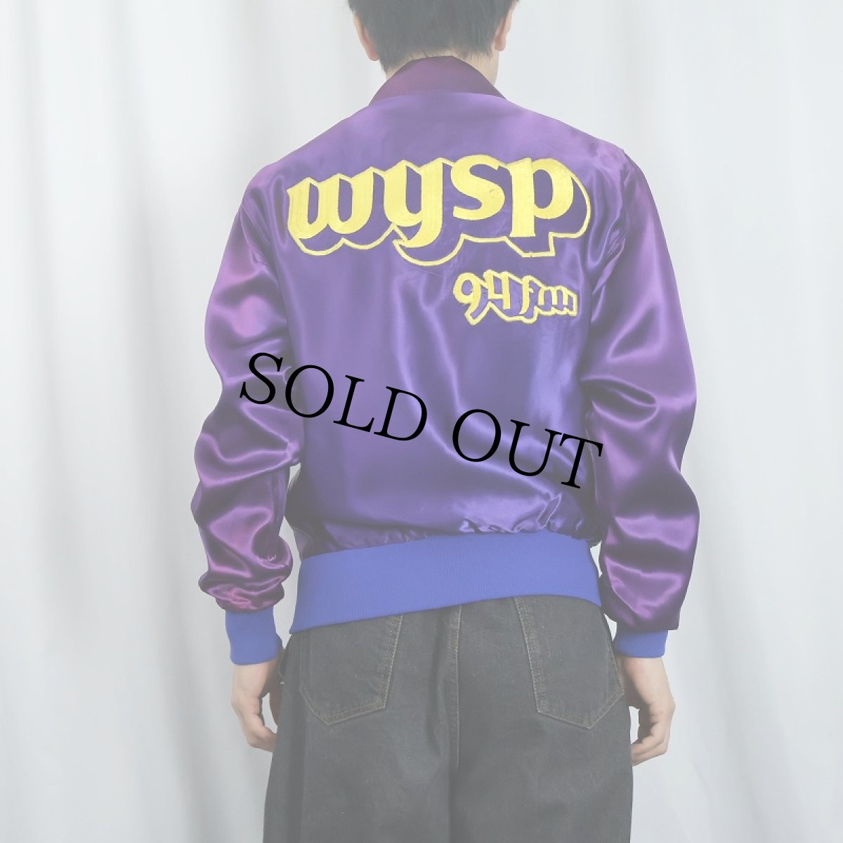 画像3: 70〜80's "WYSP 94FM" ラジオ局 刺繍入り サテンスタジャン SIZE38 (3)