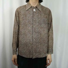 画像2: 70's PERMANENT PRESS USA製 総柄 プリントネルシャツ M (2)