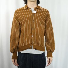 画像2: 60〜70's HERITAGE USA製 ストライプ柄 ウールニットカーディガン M (2)