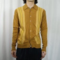 画像2: 70's Golden Warrior ストライプ柄 アクリルニットカーディガン M (2)